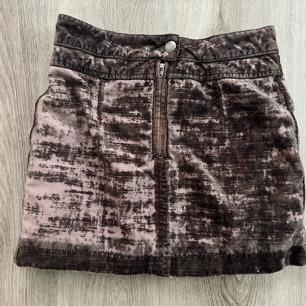 Free People Dust to Dust Dark Brown Velvet Grunge Double Pocket Mini Skirt 0